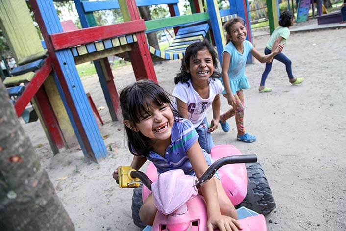 orphaned children at a playground